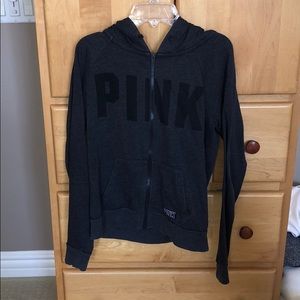 victoria’s secret pink black zip up hoodie